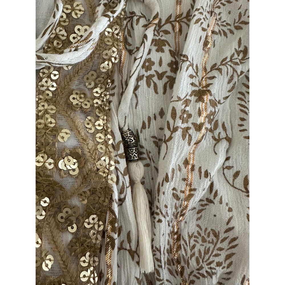 Me 2 Magic Boho Maxi Dress L Gold Metallic Regencycore Indie Fringe Festival - Picture 5 of 8